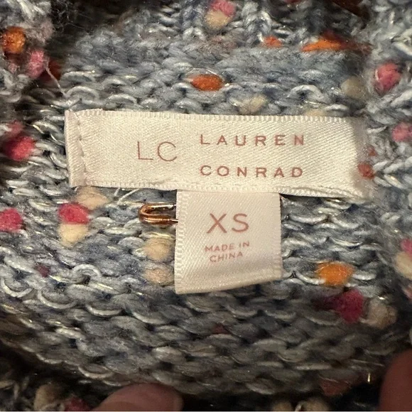 LC Lauren Conrad Women's Blue Knit Mock Neck Long Sleeve Pullover Sweater XS - Picture 8 of 10